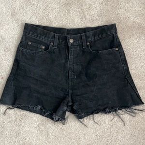 Black denim cut off shorts